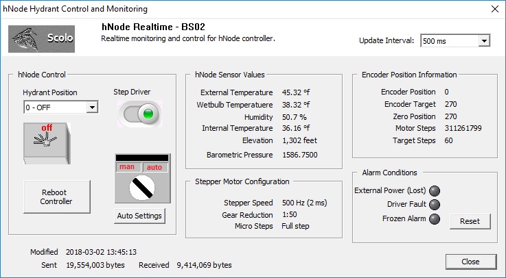 hNode control dialog in Scolo